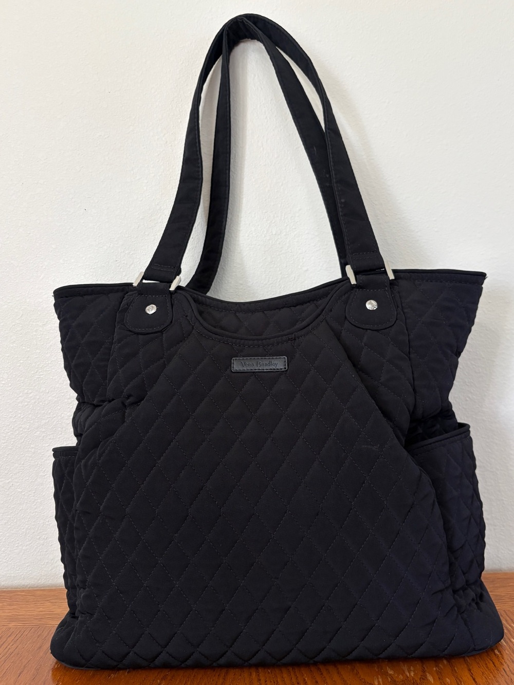 Vera Bradley Black Quilted Microfiber Tote Shoulder Bag